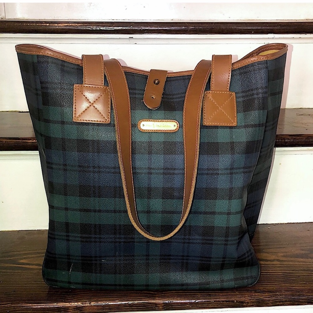 RALPH LAUREN Black Watch Waxed Leather Coated Canvas Activity Baby Toddler Bag